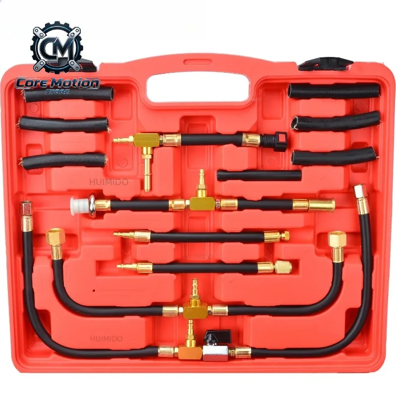 TU-443 Automotive Fuel Pressure Gauge Tester Injection Kit 0-140 PSI Dual Dial Accurate Reading Car Manometer Flow Trucks Tools