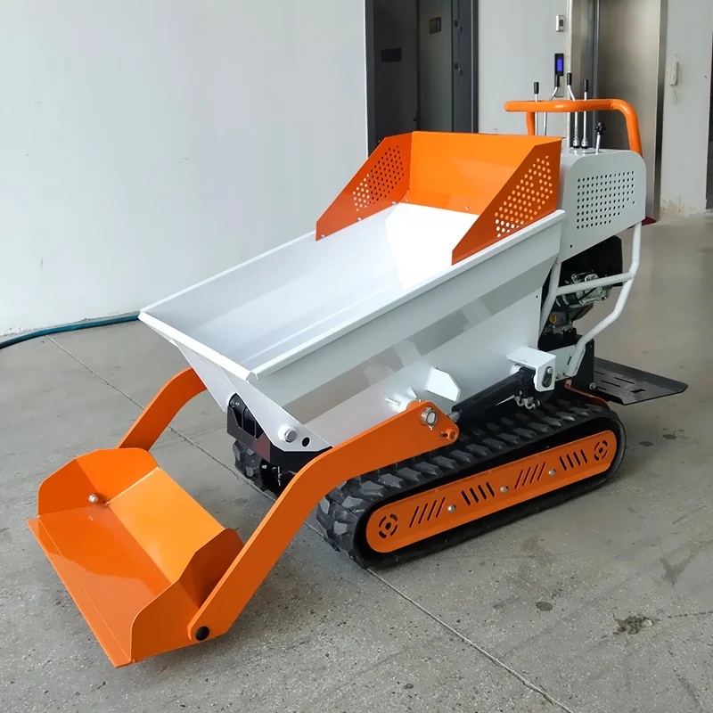 คู่มืออัตโนมัติแบบกําหนดเอง Mini Tracked Dumper ไฮดรอลิกดีเซล Dump Transporter มัลติฟังก์ชั่น Crawler Mini Dumper Truck