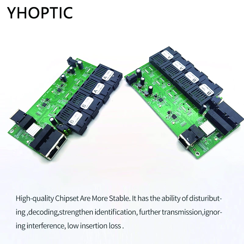 Gigabit Ethernet Switch, Fiber Port, SC Optic Fiber, PCBA Board, Simplex 20km, 4x1.25G, 3x100 m, 1000m, RJ45