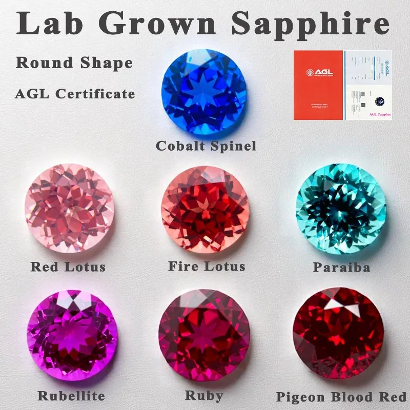 مختبر نمت Padparadscha قطع مستديرة الأحمر لوتس VVS1 أحجار كريمة مفكوكة للمجوهرات لتقوم بها بنفسك صنع شهادة AGL قابلة للاختيار