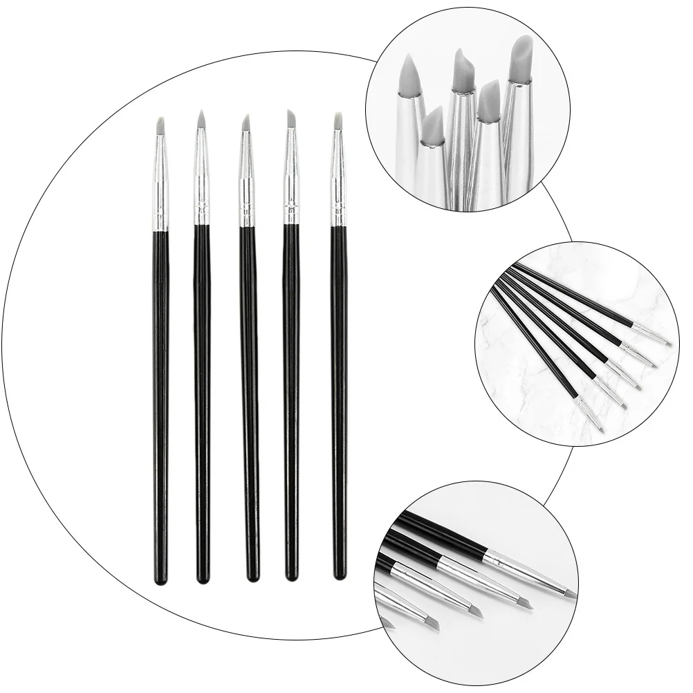

5Pcs Watercolor Silicone Pen Set for Gradual Change Dyeing Clay Painting Molding Sculpture Fluid Drawing Pens