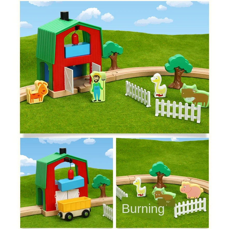 Nuovo stile GiftTrack Set Giocattoli Treno Trasporto agricolo Bambini Auto per bambini 1:64 Combinazione di legno compatibile con binari del treno Pd08