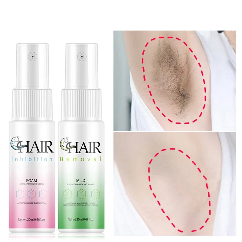 Face Hair Remover Body Leg Privates Hair Removal Spray For Ladies Men Hair Growth Inhibitors Mild Hair Removal Cream 20Ml+20ML