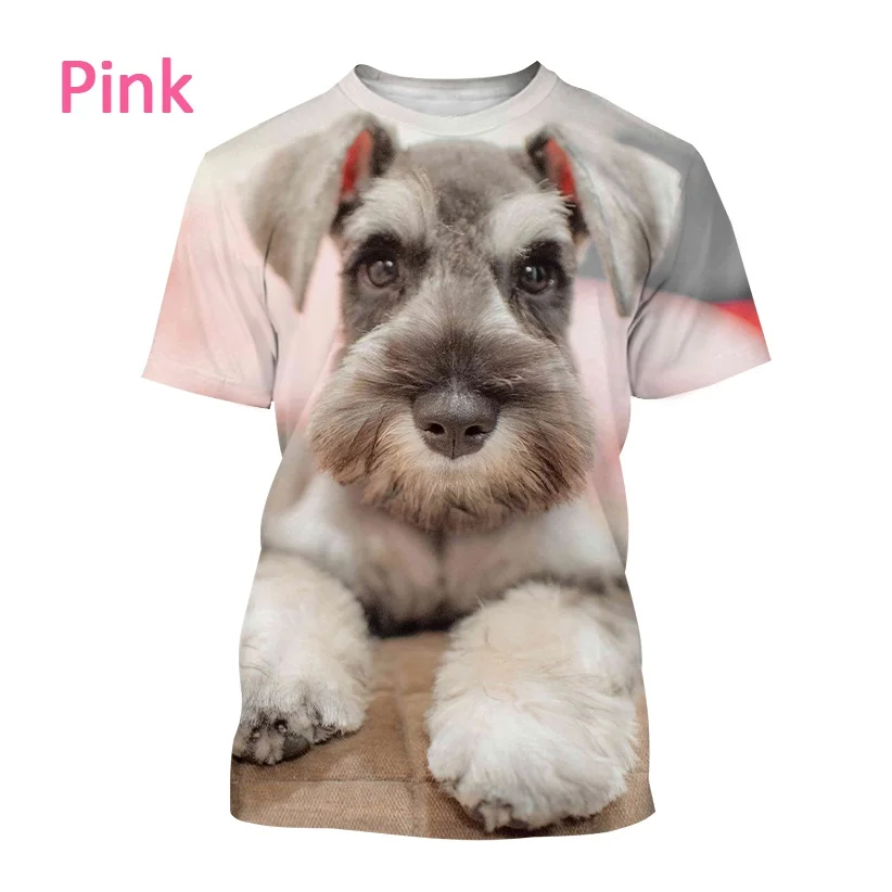 New Hot Sale Schnauzer Puppy 3D T Shirt Men and Women Casual Cute Dog T Shirt Harajuku Style Animal Print Streetwear Top