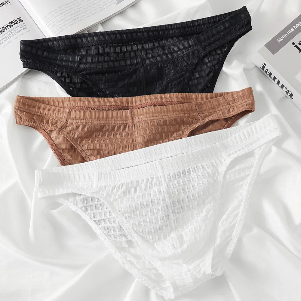 

Mesh Sexy Underwear For Men Brief Low Waist Black See Through Briefs Breathable Mesh Low-Rise Cut Sheer Fabric