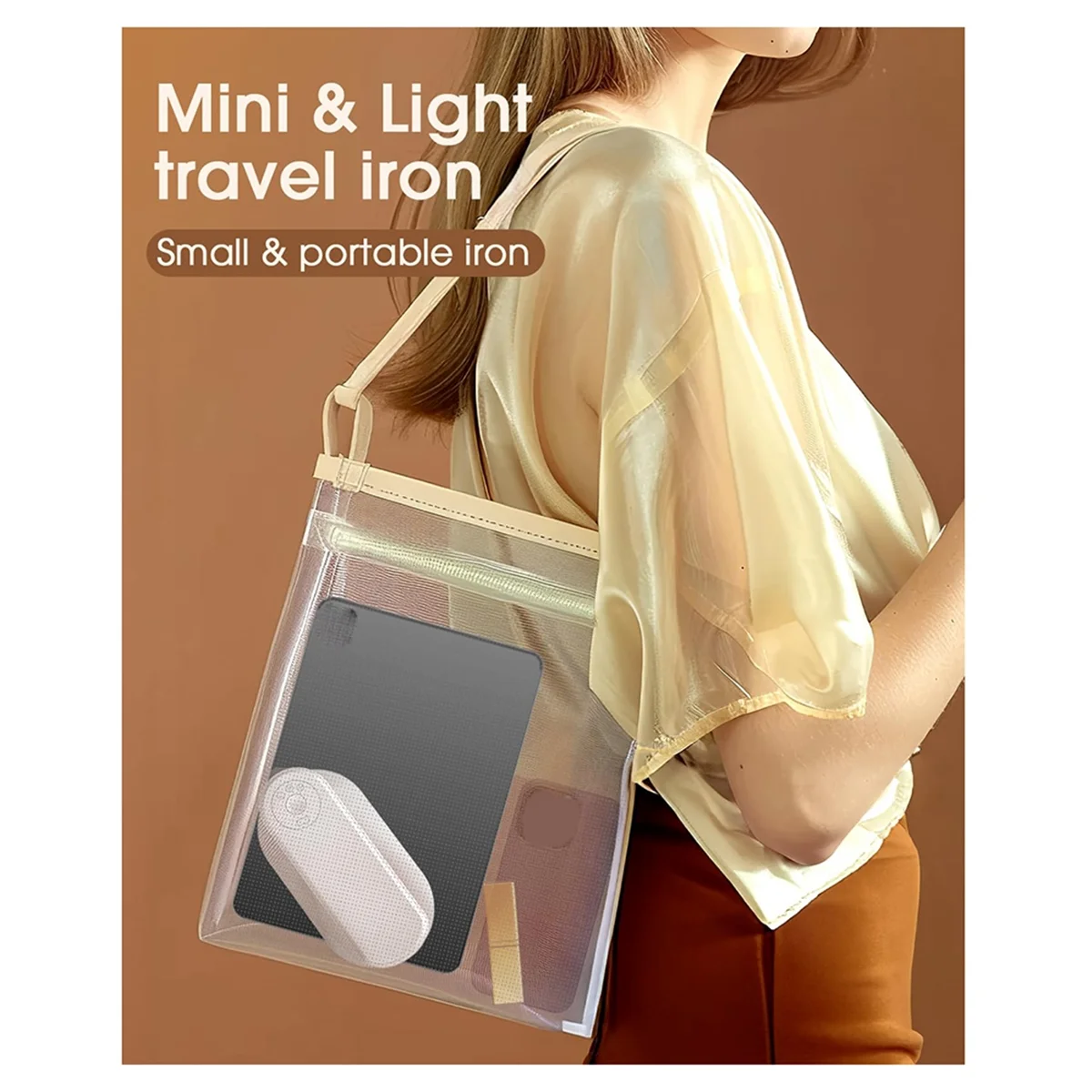 Cordless Travel Iron for Clothes,Mini Size Iron (No Steam),0.7 Lbs Light Weight Portable Iron,with Storage Box,Heat Pads-A07G