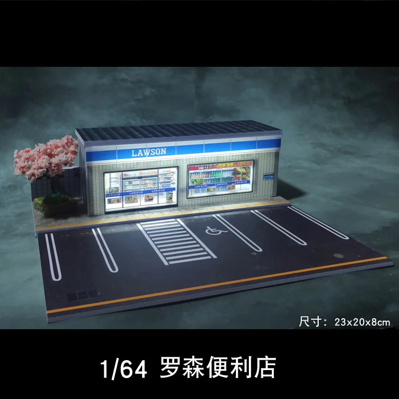 MOREART 1/64 Alloy Car Model Parking Storage Box Scene With LED Light Set