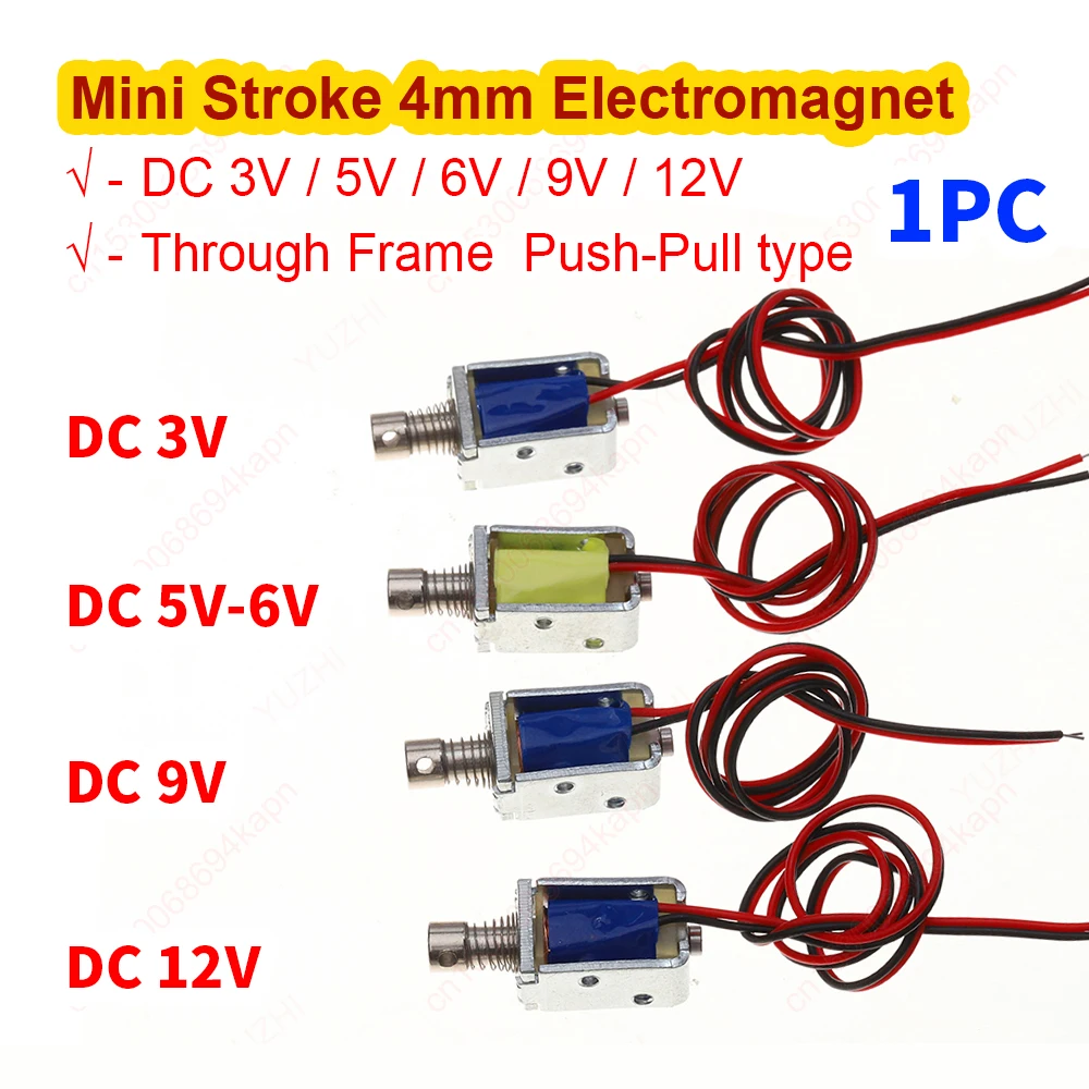 Ultra-small Through-type Electromagnet DC 3V 5V 6V 9V 12V Push-pull Small DC Electromagnet 4m Troke Micro Solenoid Valve
