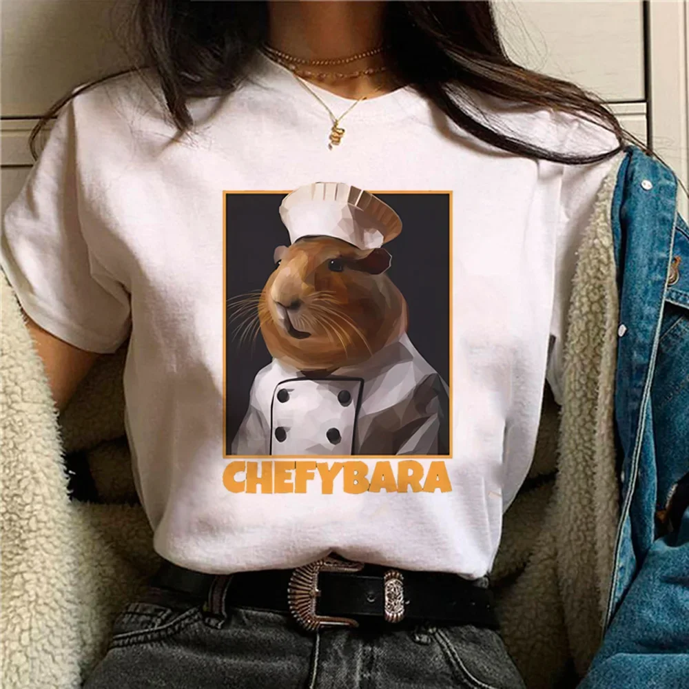 Capybara t shirt women anime graphic manga Tee female streetwear comic 2000s clothes