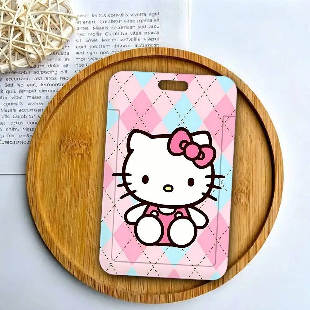 H-Hello Kitty Print Card Printed Tag Holder With Detachable Lanyard, Business Employee ID Card Holder view 6