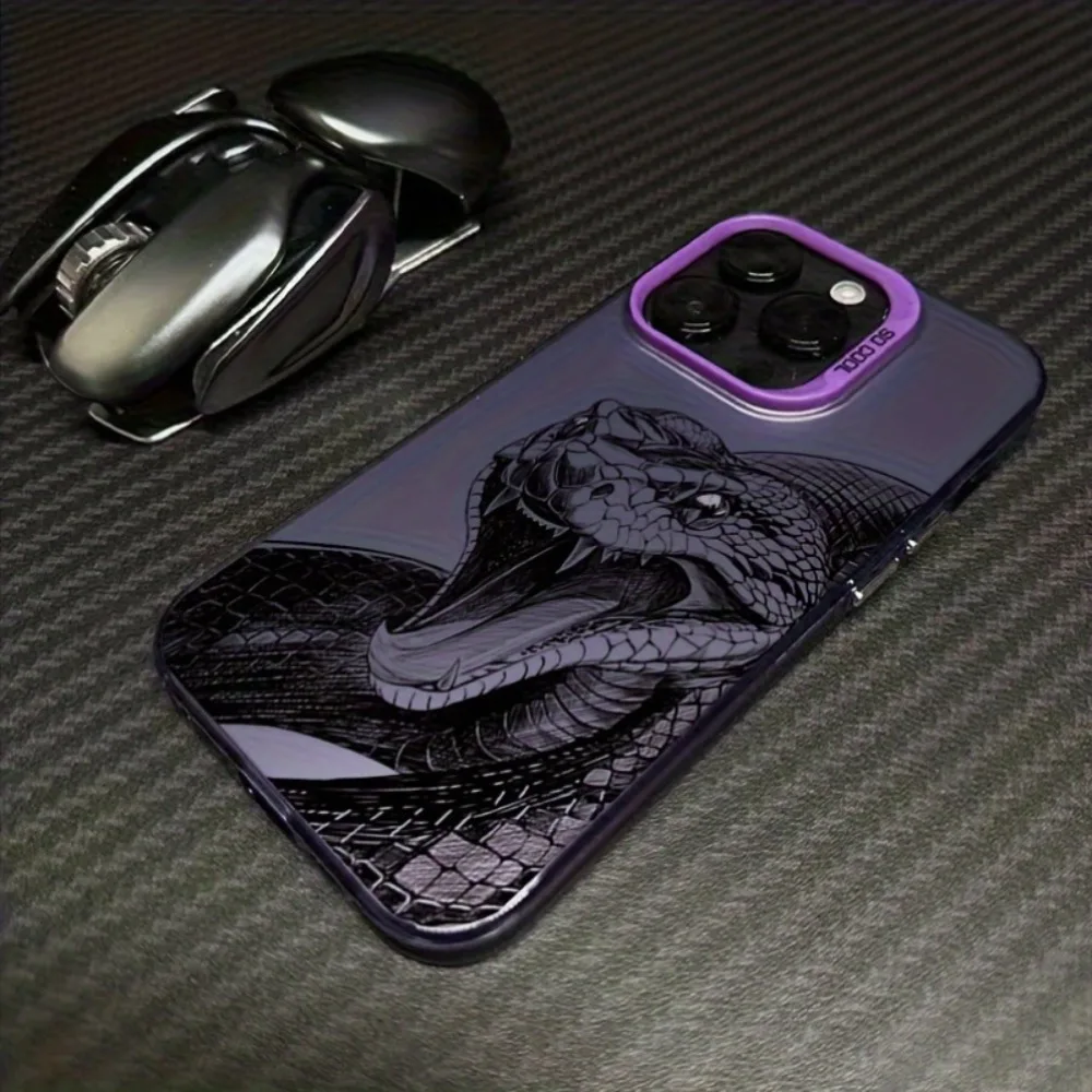 حافظة هاتف بيثون غاضبة لهاتف آيفون 16 15 14 13 12 11 Pro/ Max/Plus غطاء خلفي مقاوم للصدمات ومضاد لبصمات الأصابع.