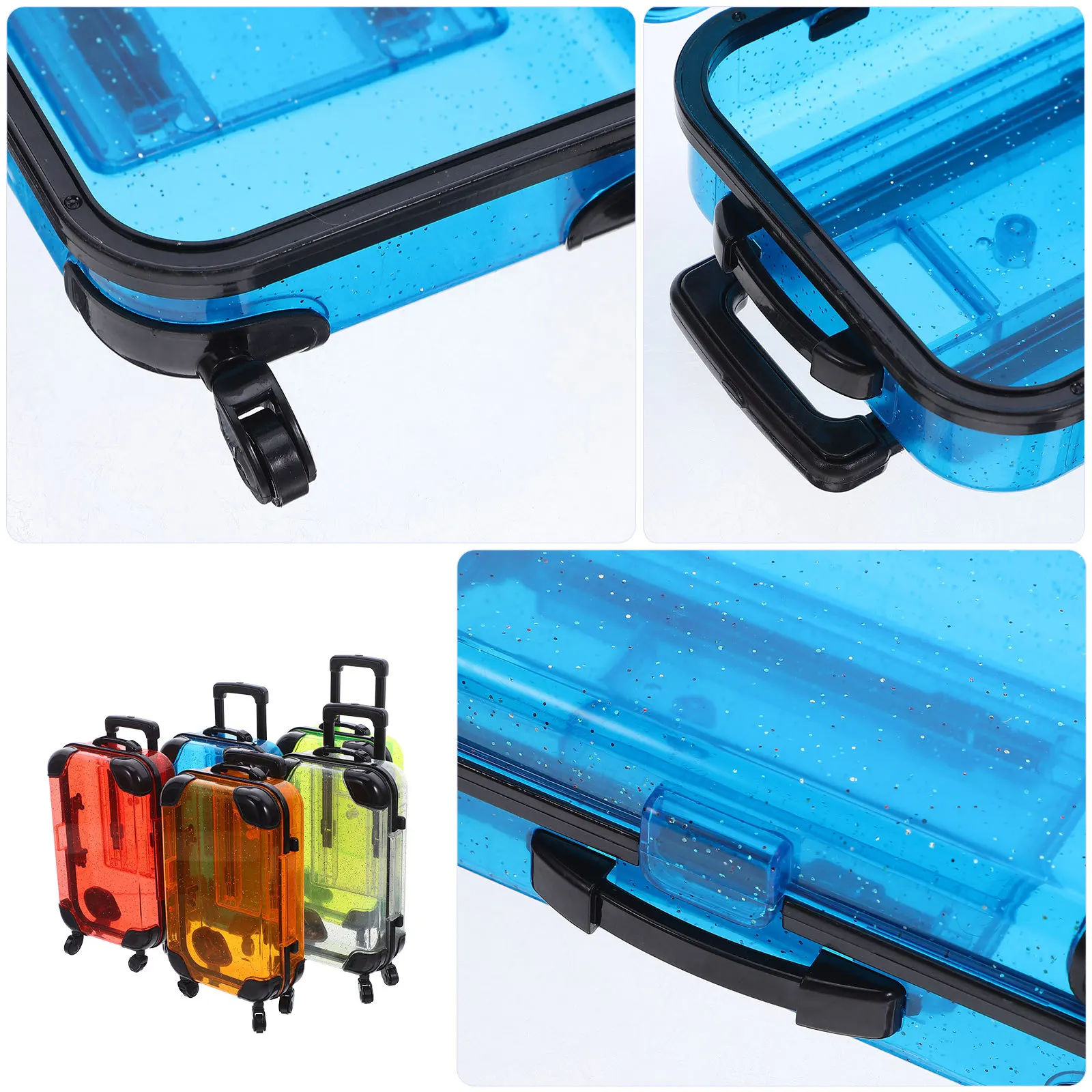 5 قطعة مجموعة حقائب الأطفال الصغيرة محاكاة حقيبة تروللي بعجلات التظاهر اللعب السفر الأمتعة 6.6x3.3x2 لعبة صغيرة حقيبة