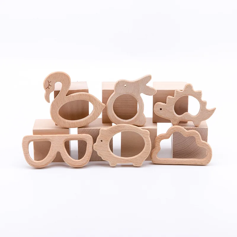 1PC Wooden Teether Baby Natural Beech Animals DIY Pendant For Pacifier Chain Necklace Baby Teething Nursing Rodent Teethers Gift