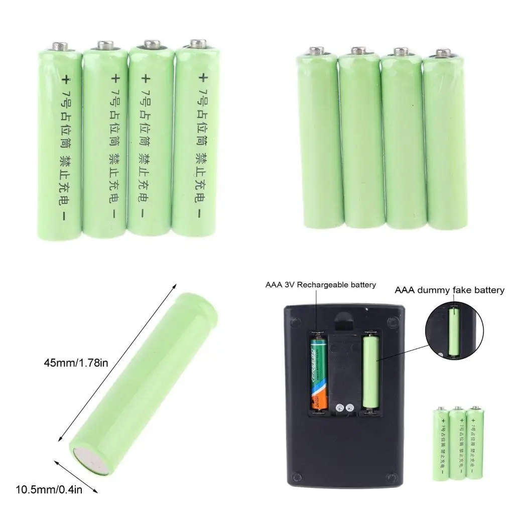 4Pcs No Power AA AAA 14500 LR6 Dummy Fake Battery Setup For Shell Placeholder Cylind