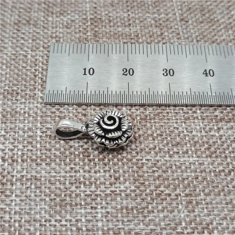 Flower Mala Bum Counter Prayer Charm in 925 Sterling Silver for Bracelet and Necklace Making