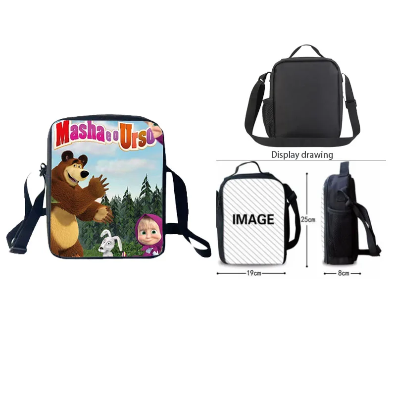 Masha and the bear Cartoon Characters Children\'s Single Shoulder Crossbody Bag Large Capacity Simple Elementary School Students