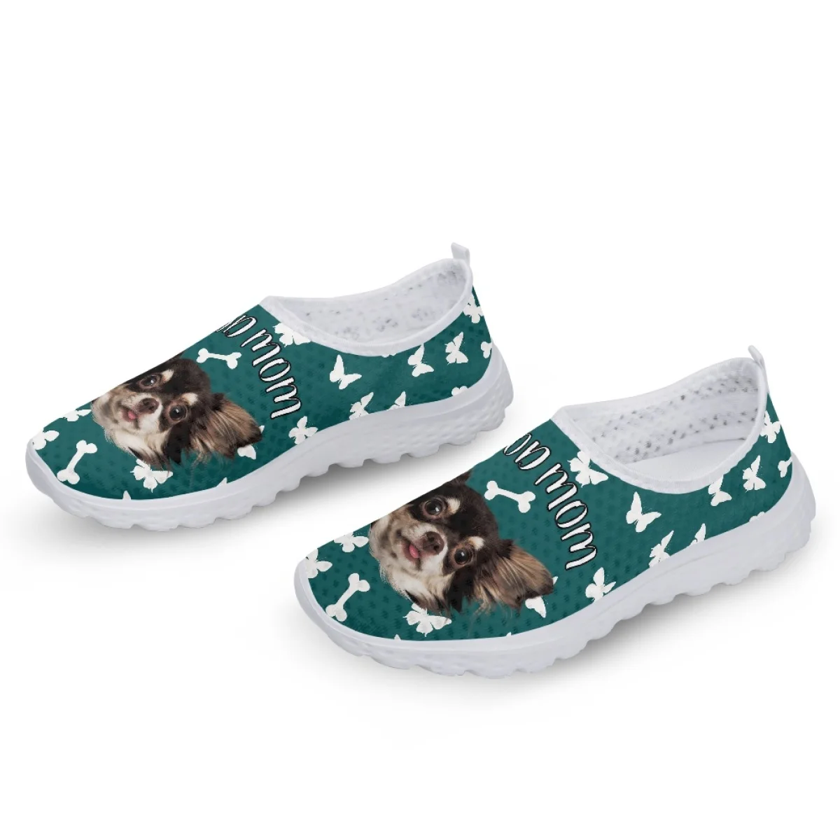 INSTANTARTS Cute Chihuahua Dog Pet Design Women Mesh Sneaker Breathable Air Mesh Footwear for Ladies Lightweight Slip-on Loafer