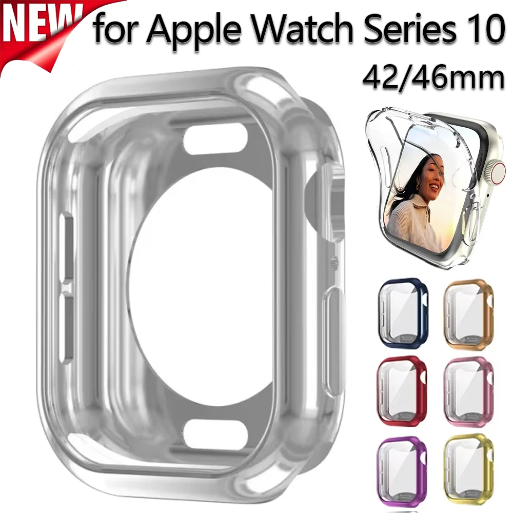 TPU Hollow Case for Apple Watch 42mm 46mm 44mm 45mm 40 41mm Soft Bumper Shell for iWatch Series 10 9 8 7 6 5 4 Cover Protective