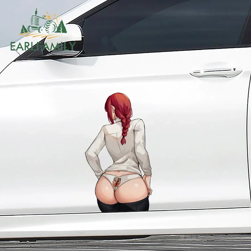 EARLFAMILY 43cm x 23.9cm for Makima Hentai Booty NSFW Car Sticker Anime Vinyl Decal Car Accessories Creative Bumper Decoration