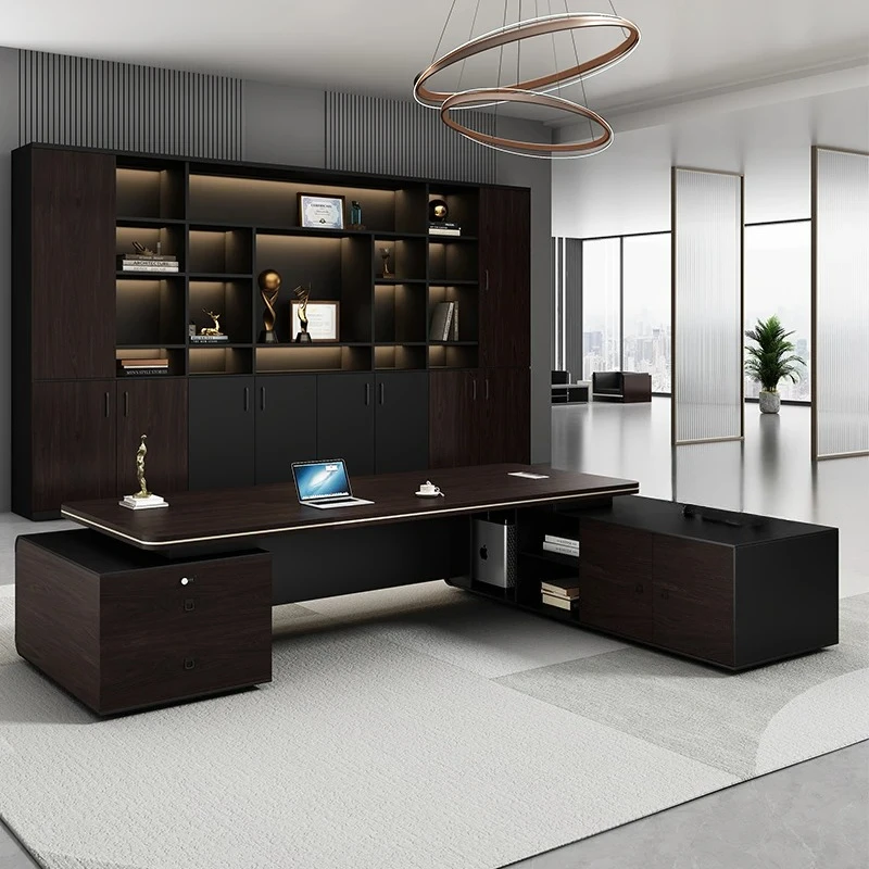 L-shaped Deluxe Executive Desk Drawer Portable Desk Computer Desk Desktop Modern Office Furniture