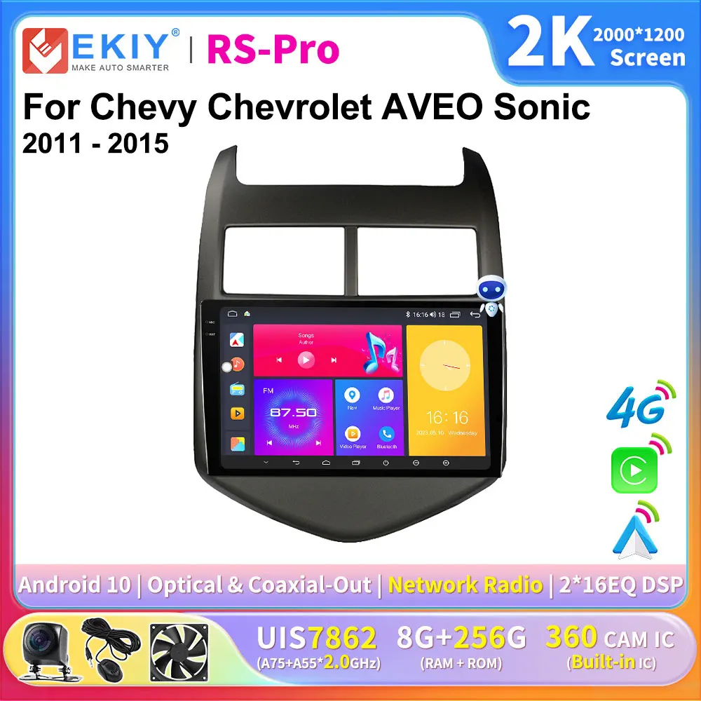 

EKIY 2K Screen CarPlay Car Radio For Chevy Chevrolet AVEO Sonic 2011-2015 Android Auto Car Multimedia GPS Player 2 Din Autoradio