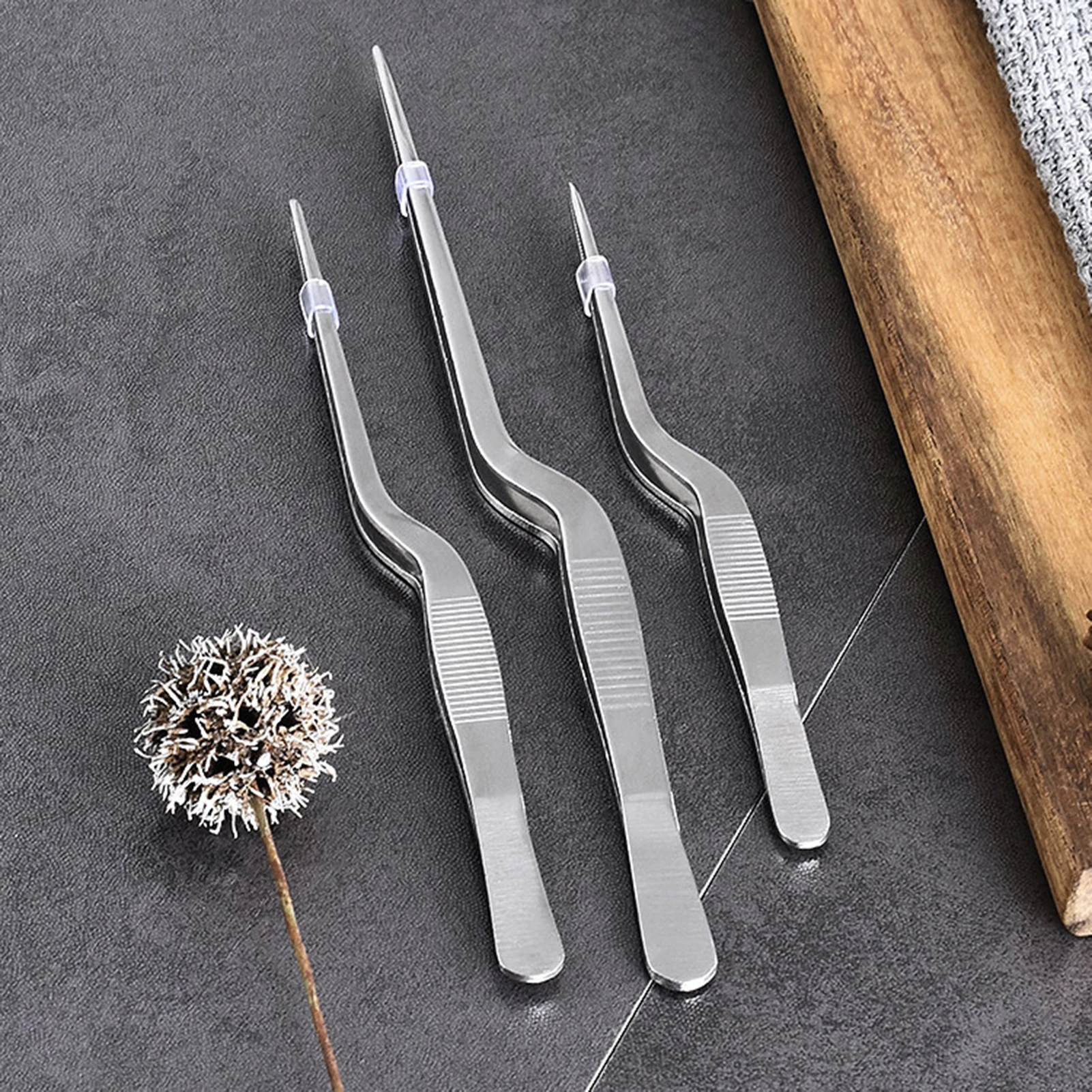 1Pc Plating Tweezers Stainless Steel for Culinary Garnishing Precision Dish Arranging Tool Professional Kitchen Restaurant Use