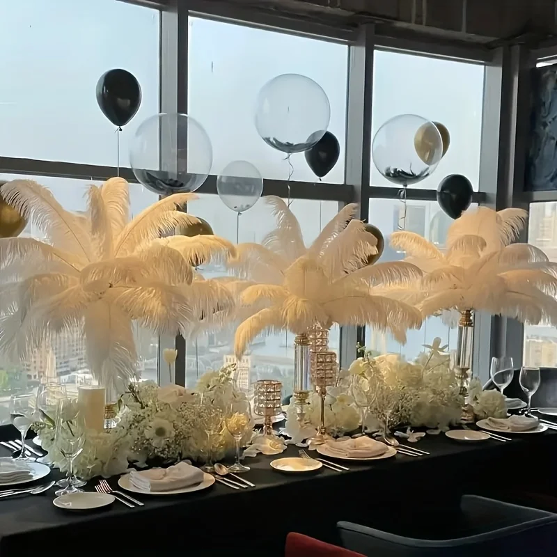 White Ostrich Feather Feathers 10-60cm Natural Plumes for DIY Crafts Wedding Party Decoration Home Flower Vase Decor