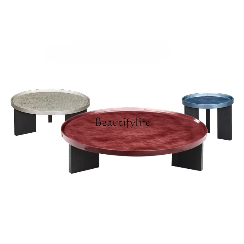 

Italian light luxury round coffee table water ripple paint process highlights the coffee table