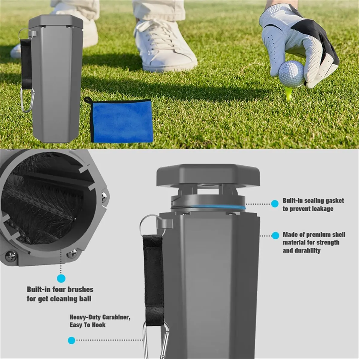 (ABYM) Golf Ball Washer Portable Towel Cleaning Machine Tool Reusable Outdoor Cart Cup Holder Universal Golf Accessories