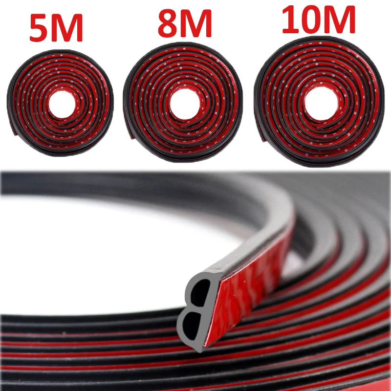 5/8 Meters Car Door Seal Strips Sticker B Shape Rubber Car Edge Noise Windproof  Protection Front Auto Seals Strip Accessories