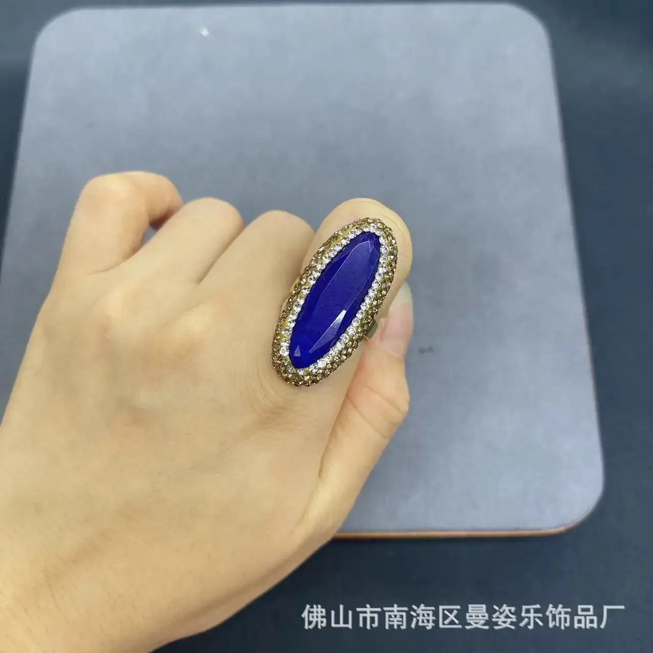 New Malay jade 18K real gold color retention electroplating open ring French personality fashion vantage fashion jewelry
