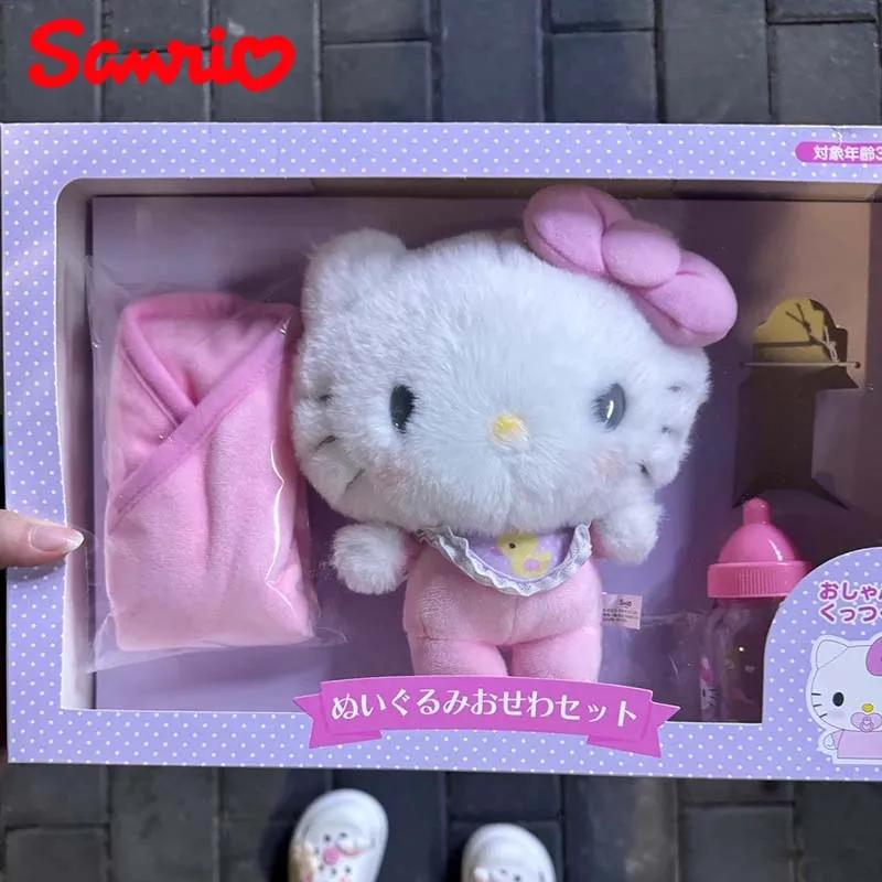 

Sanrio My Melody Cinnamoroll Hellokitty Baby Dress Up Suit Sanrios Baby Pacifier Bottle Plush Set Gifts Box Cute Doll Toys Gifts