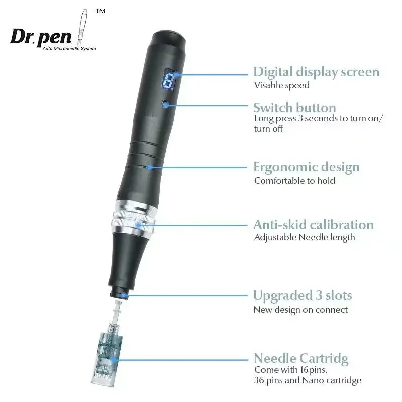 Аутентичная микроигла Dr pen Ultima M8 с 12 шт. игл, уход за лицом, беспроводная ручка Дерма, красивая машина