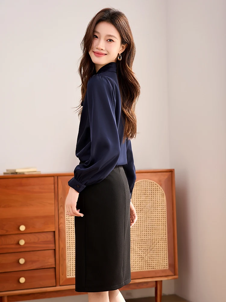 Spring Autumn White irt Women's Design Sensation Commute Sle Loose Fit Long Sve Button down Office Wear Polyester Blend