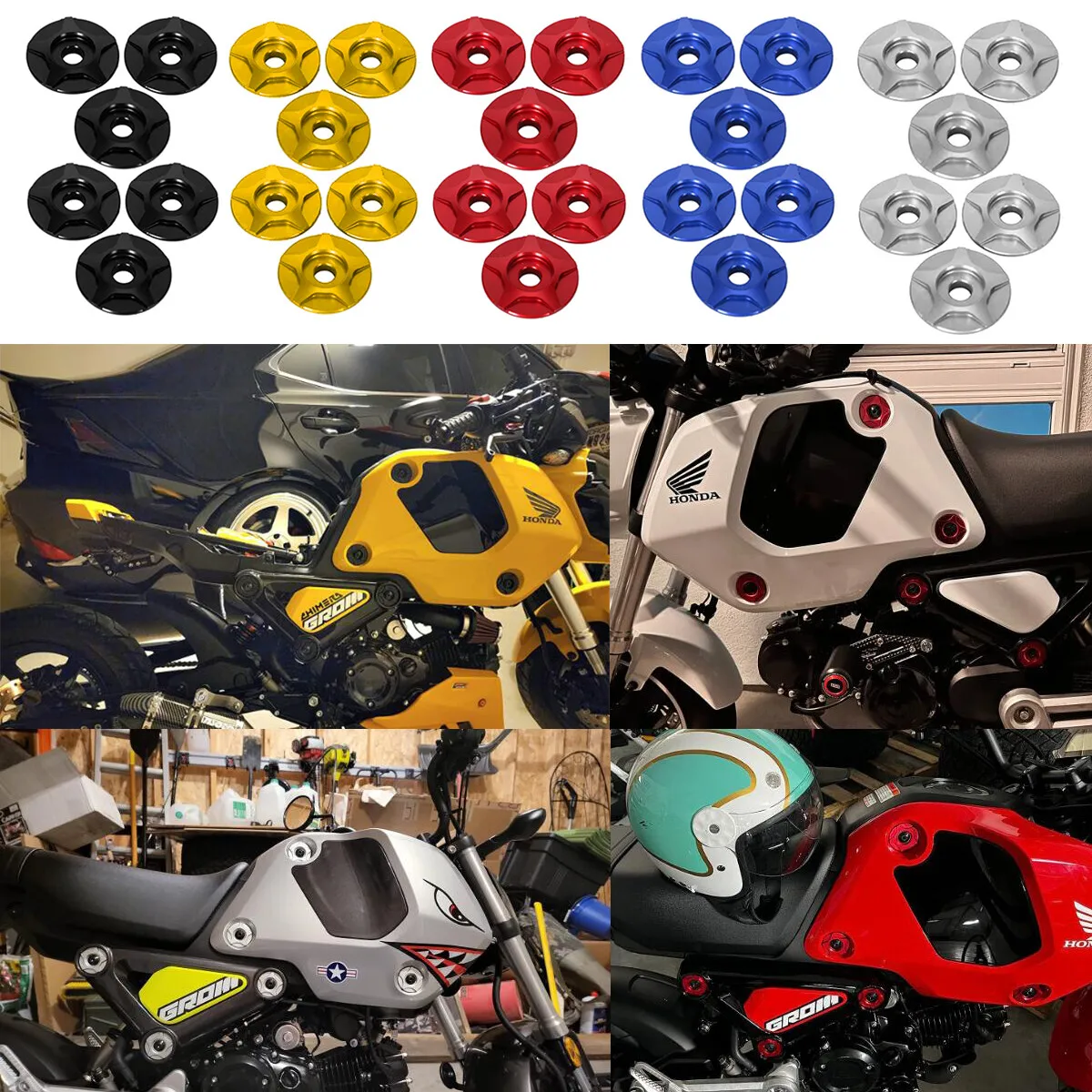 

6 шт. цветные шайбы для боковой панели для HONDA GROM125 GROM 125 MSX125 MSX 125 2022-2024
