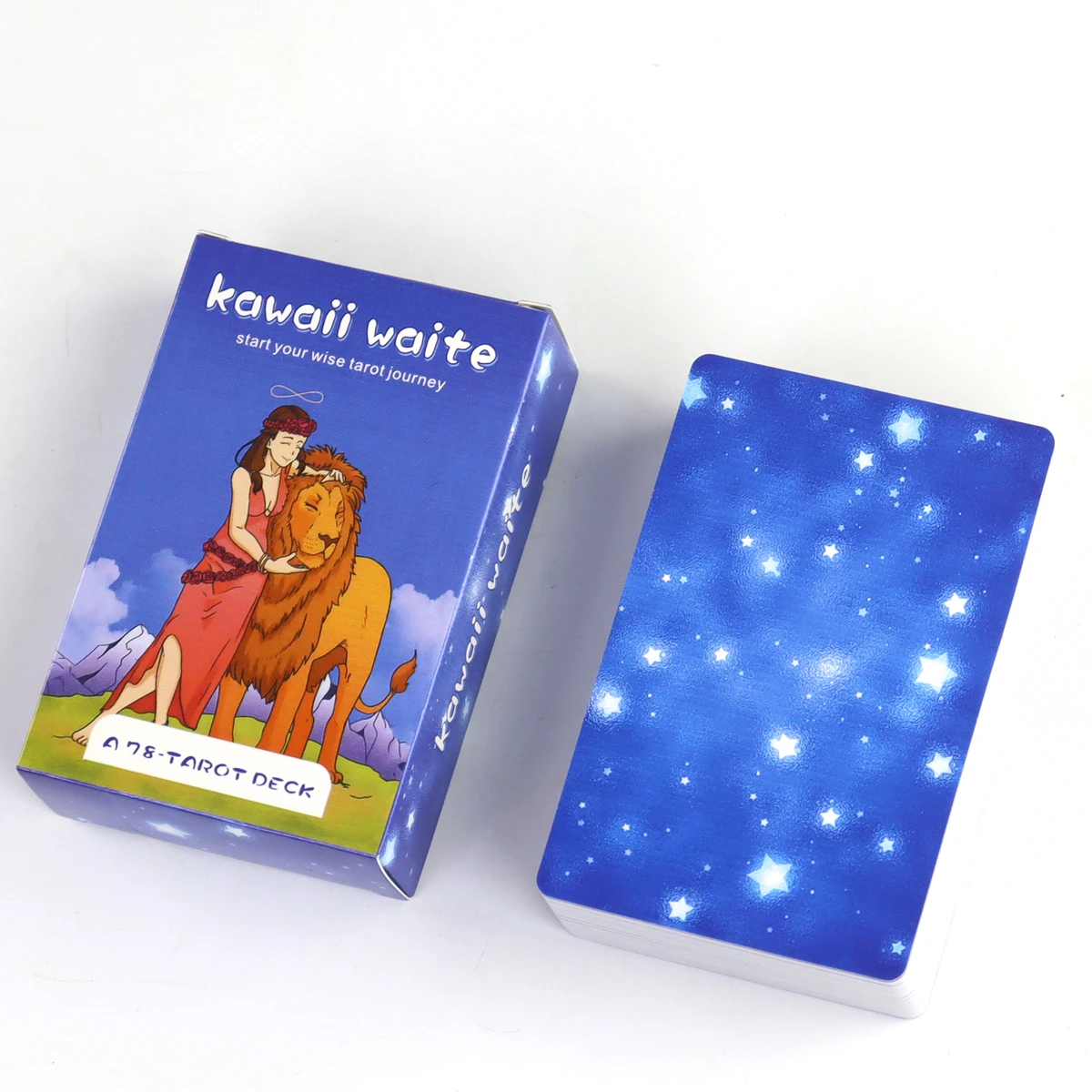 

Kawaii Waite Tarot Deck 10.3*6cm 78 Pcs Cute Tarot Cards Cartoon