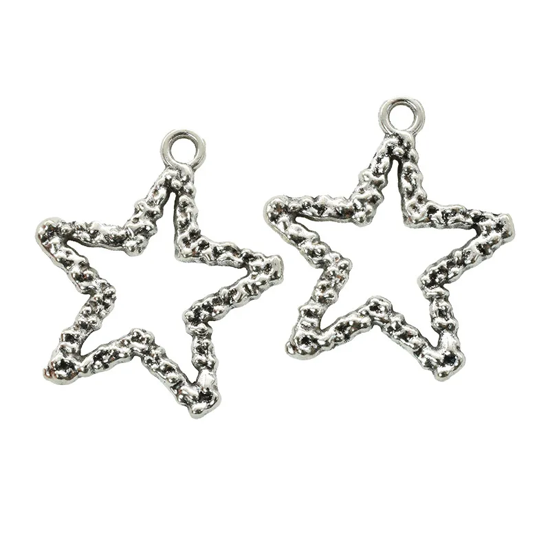 100pcs/lot Jewelry Accessory Retro Alloy Hollow Out Star Moon Shaped DIY Charms Pendants