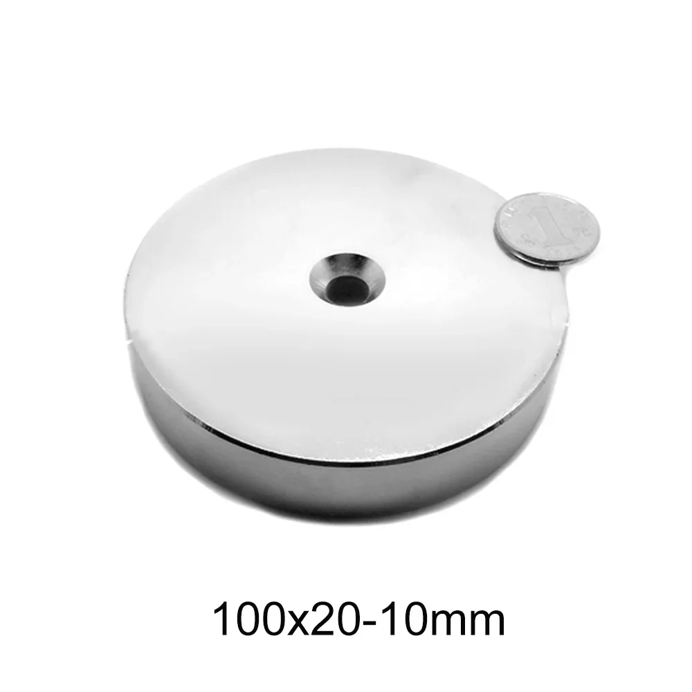 1PC 100x20-10 mm Big Thick Round Magnet 100mm X 20mm Neodymium Magnet Disc 100*20-10 mm N35 Permanent Magnet 100*20 Hole 10mm