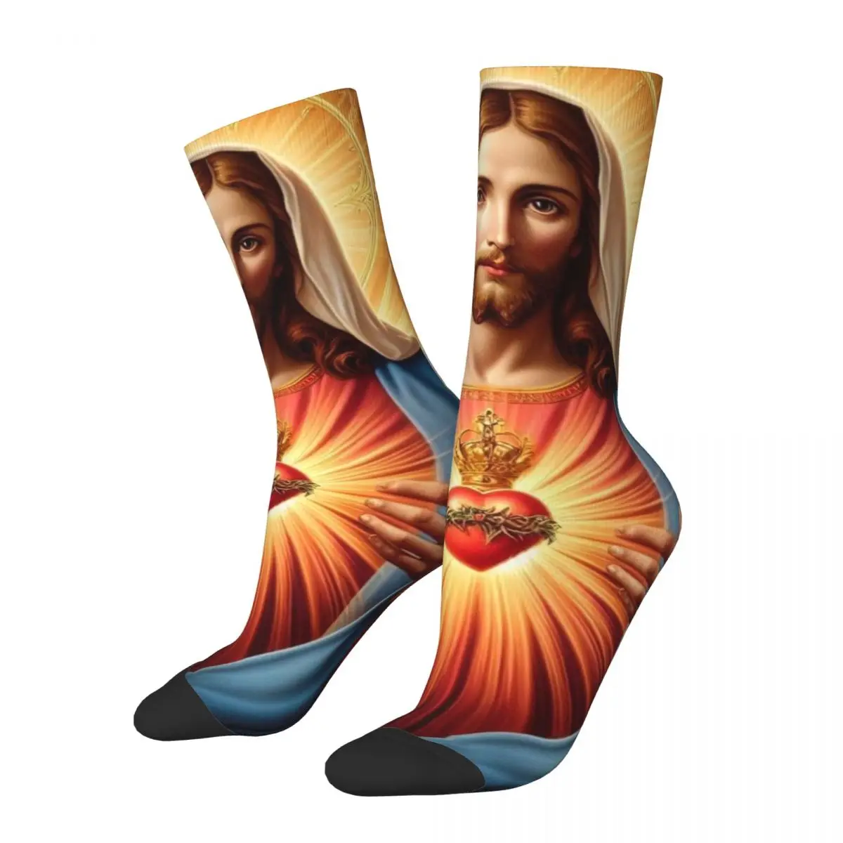 Harajuku Men Socks Jesus Christ Catholic Saint Chrisitan Religious Religion Bible Faith Accessories Comfortable Graphic Socks