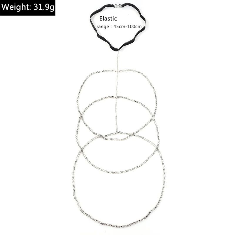 Aihua Sexy Strass Bein Oberschenkel Kette für Frauen Multilayer Glänzenden Kristall Silber Farbe Taille Körper Kette Strand Schmuck Bein Oberschenkel – Detail 7