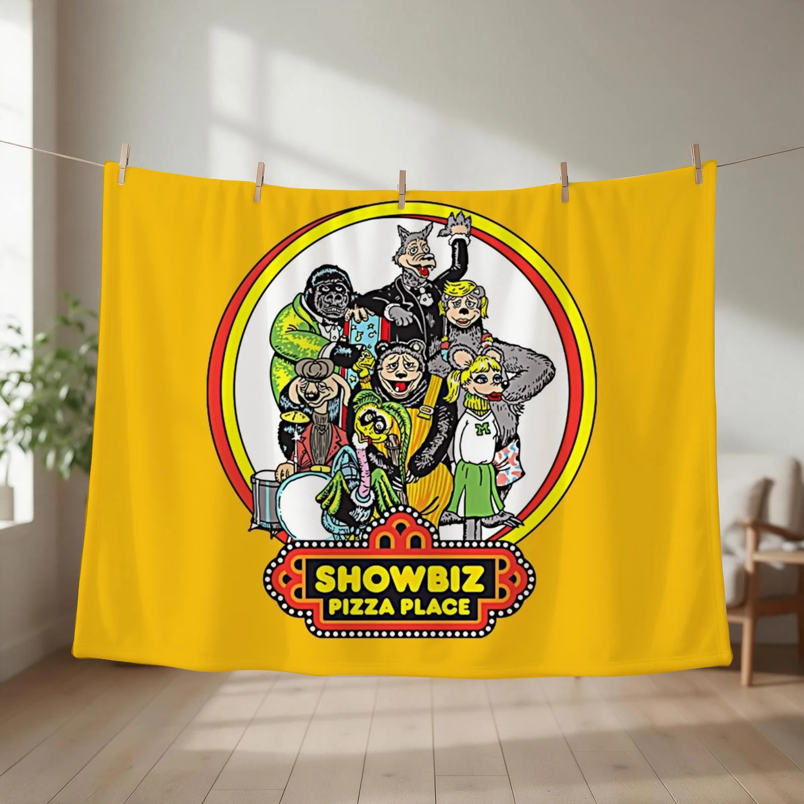 Showbiz Pizza Throw Blanket couch cozy soft plush fuzzy picnic outdoor blanket