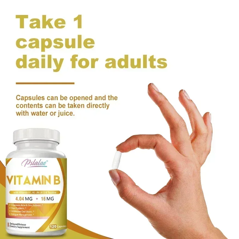 Vitamin B Capsules - B-complex Vitamin Supplement To Support Energy Metabolism, Nervous System Support, Brain, Heart HealthSuppl