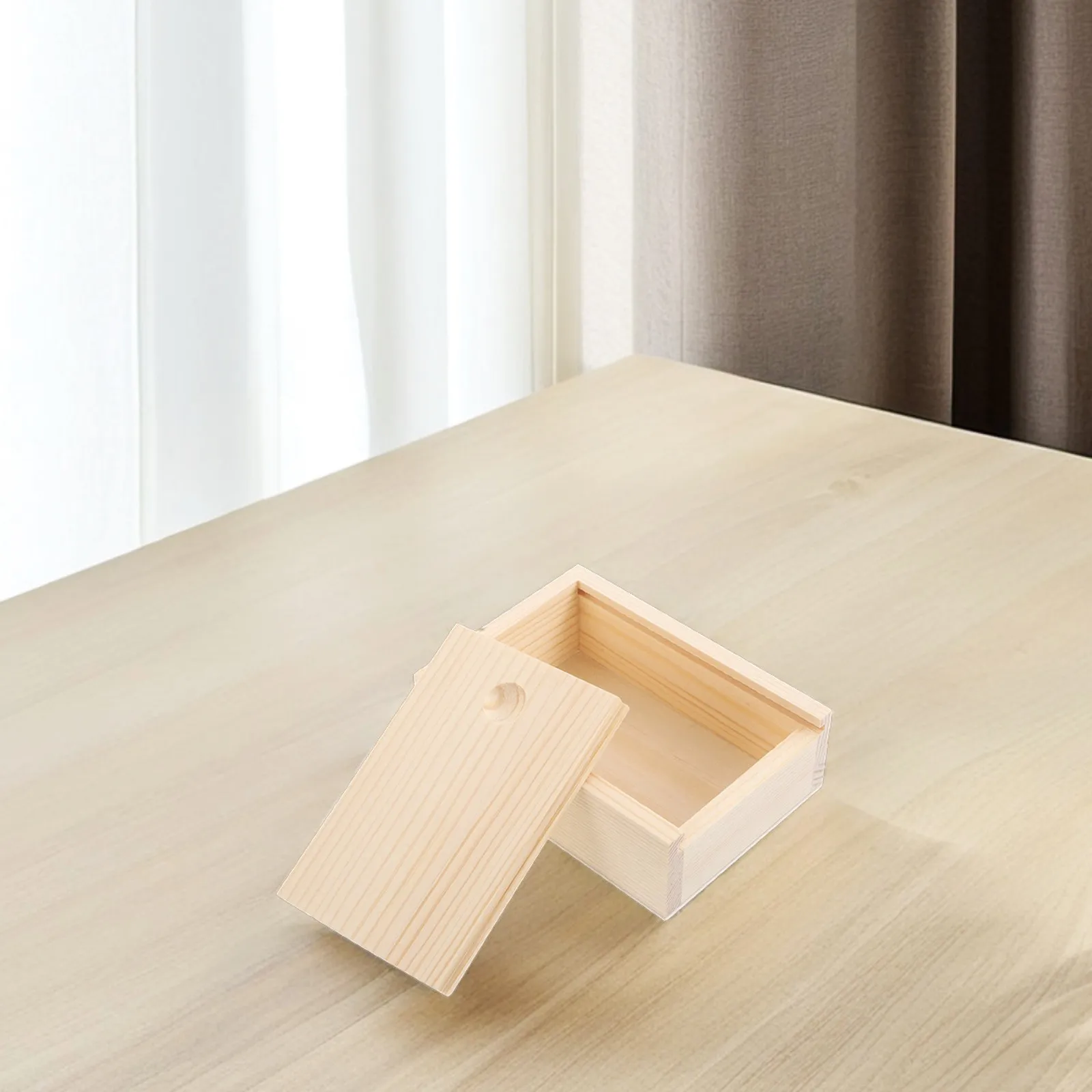 Small Storage Box Wood Wooden Slide Lid Compact Jewelry Playing Card Organizer Case for Home Decor Travel