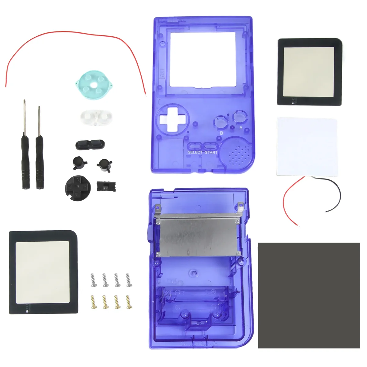 AT-Shell Replacement for Gameboy Pocket Game Console for GBP Shell Case with Buttons Kit Class Lens Translucent Deep
