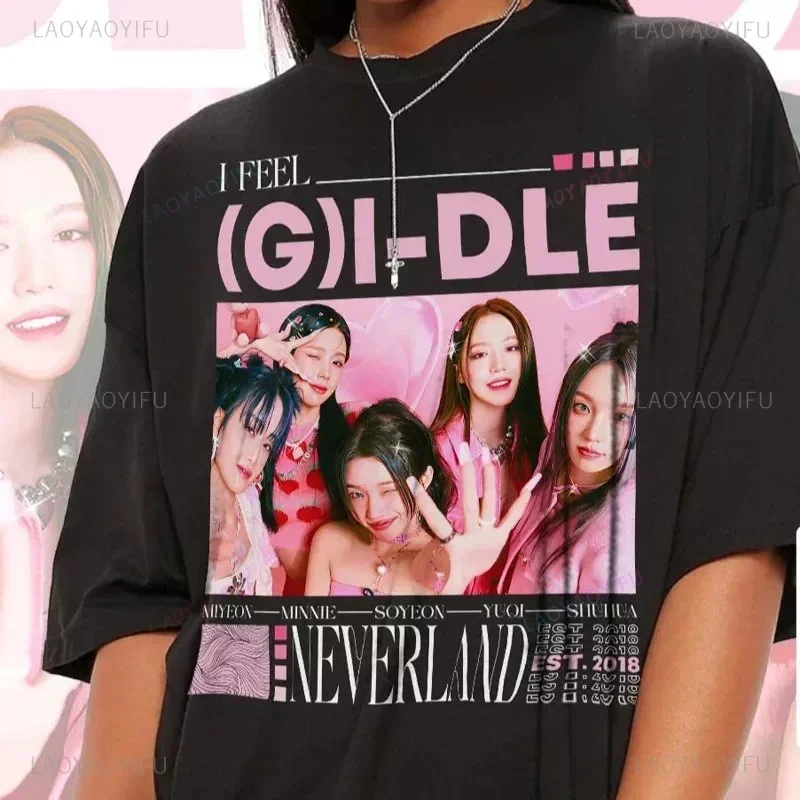 Kpop G I-DLE Vrouwen Streetwear Top Harajuku Casual Heren Koreaanse Zomer Korte Mouw Meisjes Tee Kawaii Stijl 2024 T-shirt Y2k Top