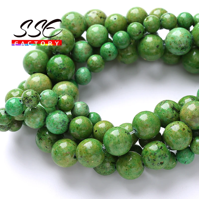 Natuurlijke Afrikaanse Groene Jaspers Kralen Ronde Losse Kralen Diy Armbanden Kettingen Voor Sieraden Maken 4 6 8 10 12mm 15 \
