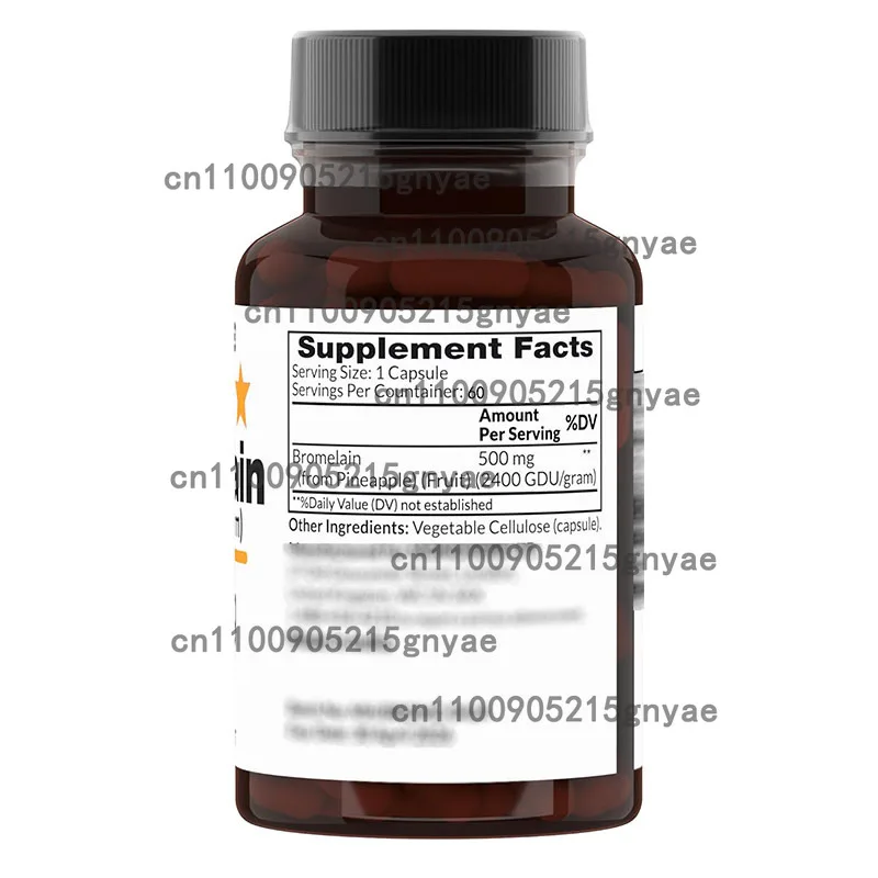 

Бромелайн 500 мг (2400 GDU/г) — Биологически активная добавка без ГМО | Поддерживает здоровье пищеварительной системы