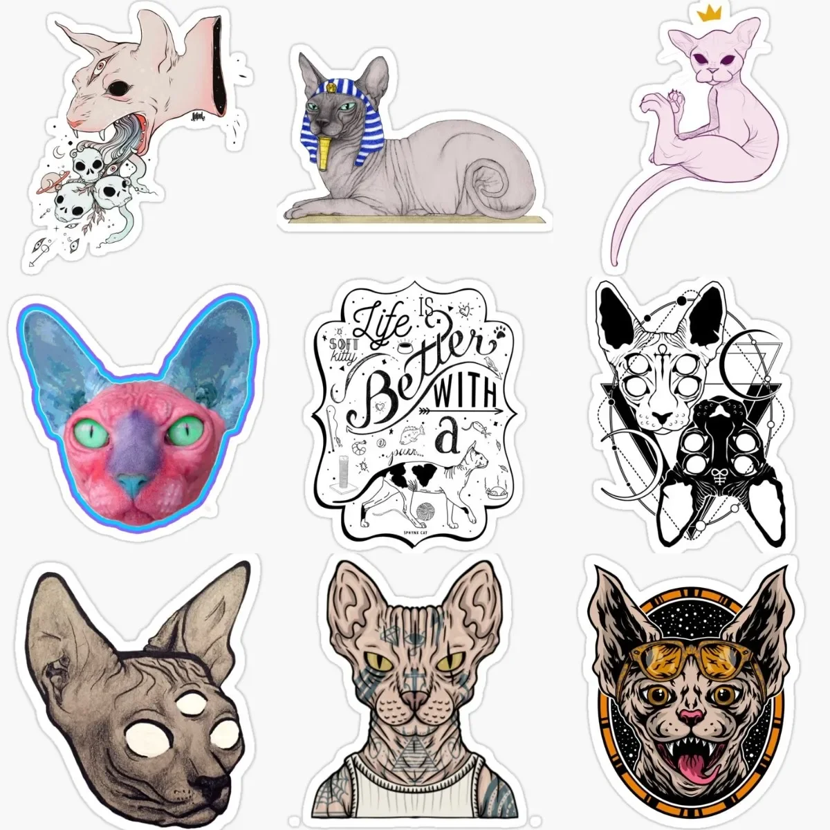 

Sphynx Cat Cthulhu Creative PVC Stickers Accessories for Decorate Car Van Table Motorcycle Off-road Helmet Camper Bumper Window