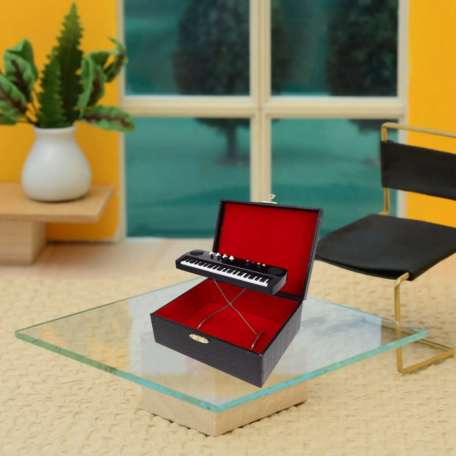 

Wood Mini Electronic Organ Ornament Strong Wear Resistance Mini House Electronic Organ Decoration Music Room Layout Prop