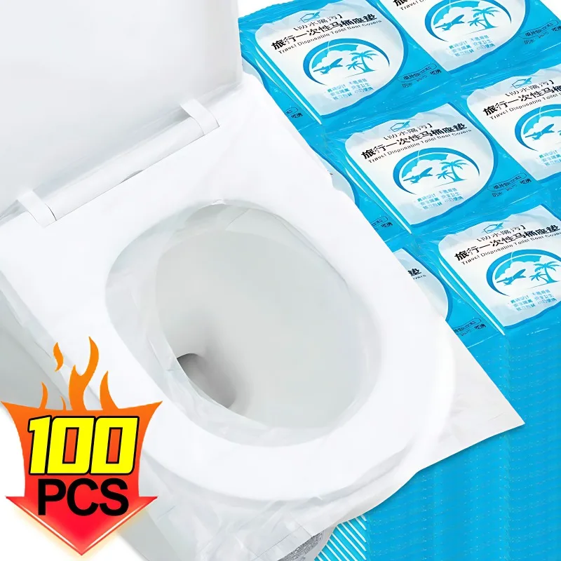 1/100PCS Disposable Toilet Seat Cover Portable Safety Toilet Lid Pad for Travel Camping Hotel Waterproof Cushion Bathroom Supply